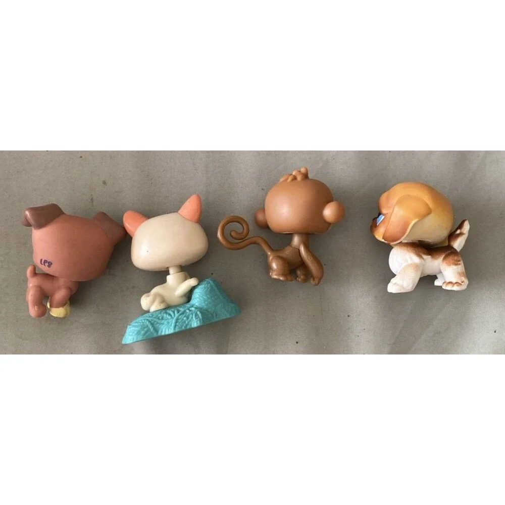 LPS Littlest Pet Shop Lot 4 Authentic G2 Brown Dachshund Monkey Siamese Cat Dog